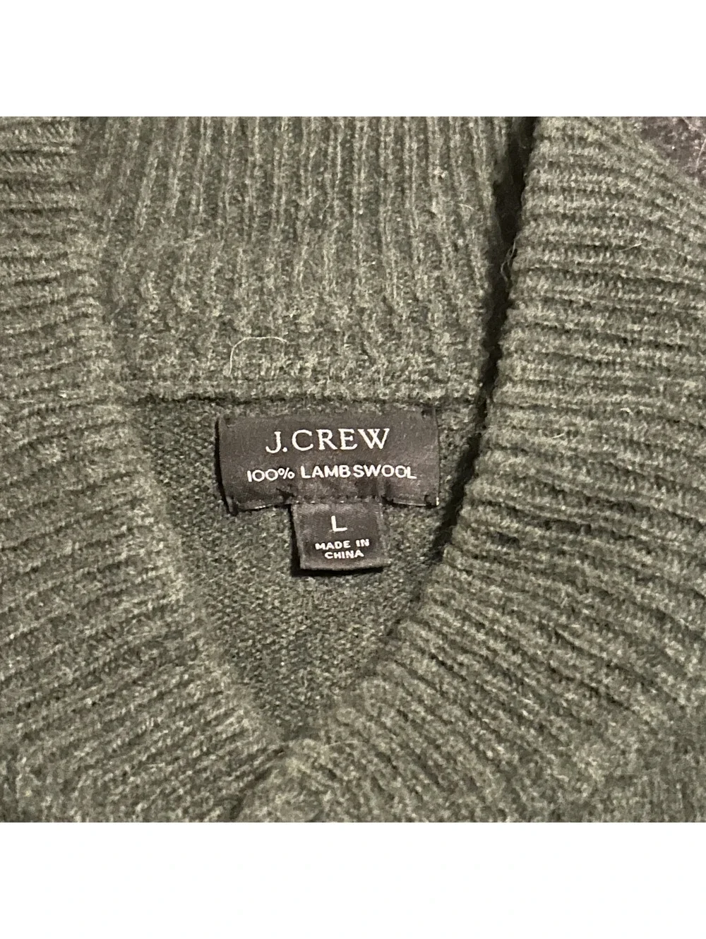 J.Crew Mens Large Dark Forest Green 100% Lambswool Button Front Cardigan Sweater